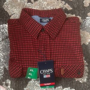 Chaps Red and Black Casual Button Down Shirt